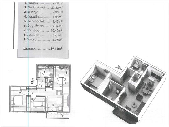B.Brdo.,novogradnja kod Opštine Čukarica,2.5,59m2