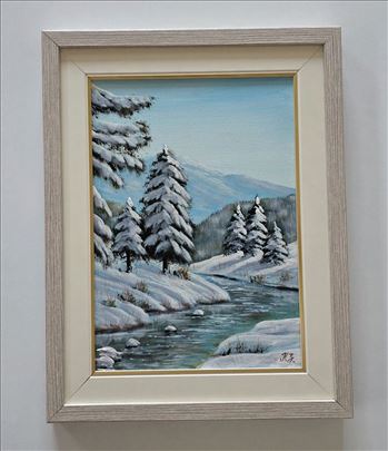 Ulje na platnu - Zimska tisina, prelepa slika!