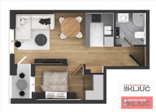 Adice, 40m2, Dvosoban sa pdv, može Kredit