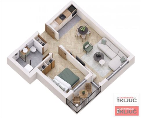 Adice, 45m2, Dvosoban sa pdv