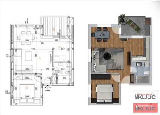 Adice, 47m2, Dvosoban sa pdv