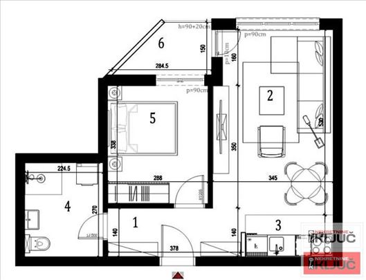 Klisa, 44m2, Dvosoban sa pdv