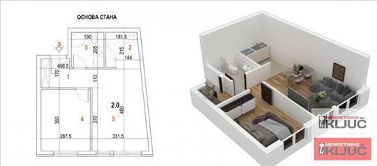 Kod Somborskog Bulevara, 37m2, Dvosoban sa pdv, Iz