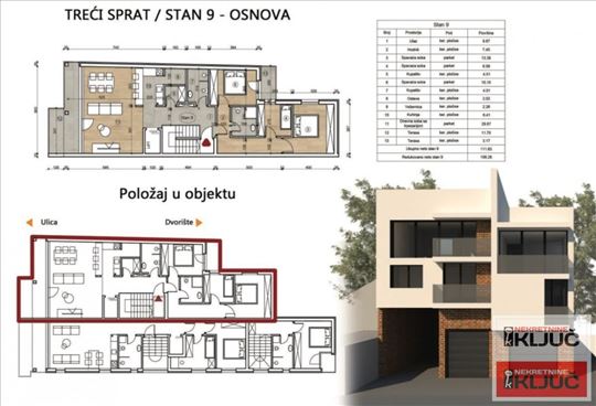 Telep, 111m2 + krovna terasa, Četvorosoban sa pdv