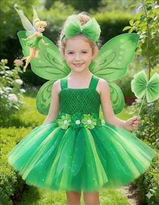 Zvoncica haljina kostim vila zelena set 4u1 zelena