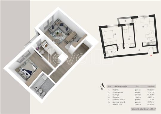 Stan,Novi Sad,Podbara,kv: 54.08