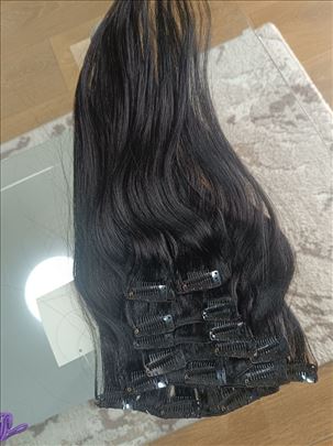 100% prirodna kosa na klipse, crna