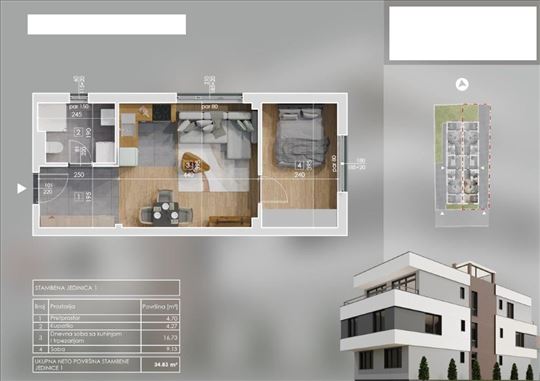 Jednoiposoban u izgradnji. Telep. Sa pdv-om.