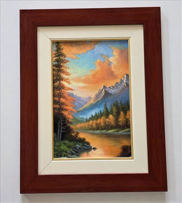 Ulje na platnu - Suton u planini