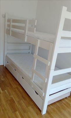 Krevet na sprat beli + 2 dušeka Superior 90×200