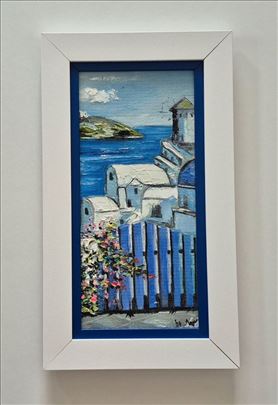 Ulje na lesonitu - Santorini, prelepa slika!