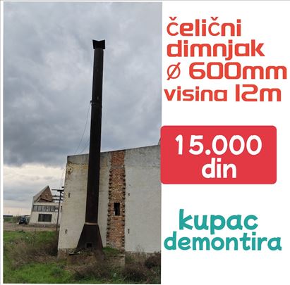 Čelični dimnjak fi600mm x 12m