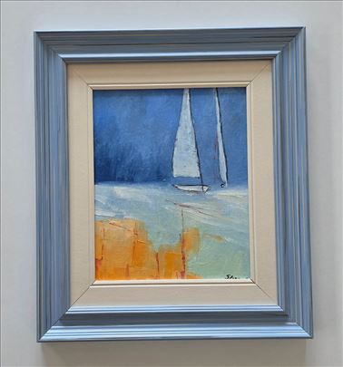 Ulje na platnu - Bele jedrilice 