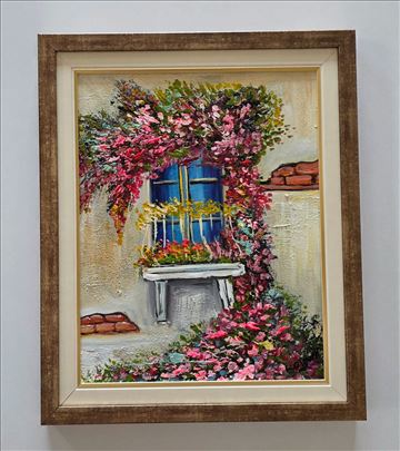 Ulje na platnu - Terasa u cvecu