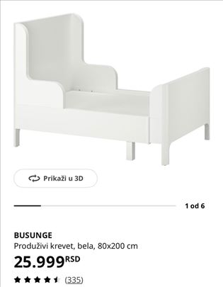 Dečiji krevet Ikea, 3 dužine, originalni dušek