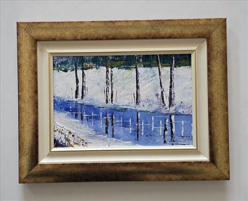 Ulje na platnu - Plavi zimski mir, prelepo!