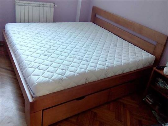 Krevet Quadro tresnja 2 fioke i dusek Memory fleks