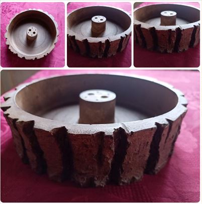 Dekorativna posuda uradjena kao panj