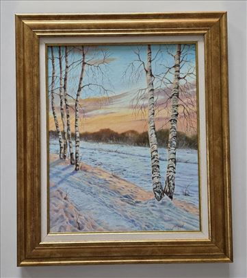 Ulje na platnu - Zlatna zima, prelepa slika!