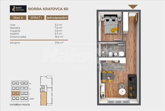 Lekino Brdo, Djordja Kratovca 38 m2, Banat Gradnja