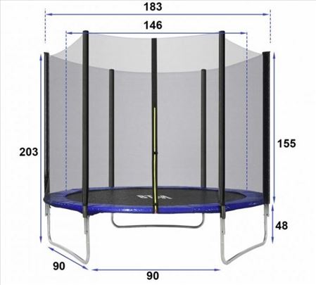 TRAMBOLINA 183cm i DELOVI Mreže, platna, opruge, s