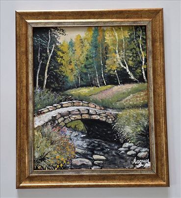Ulje na lesonitu - Most tisine, prelepa slika!