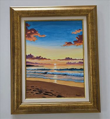 Zlatni tragovi mora - akril na platnu