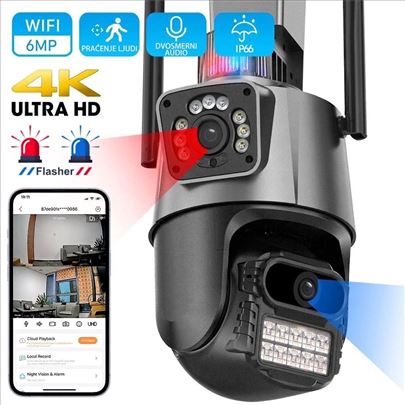 Dual Lens PTZ WiFi Security Camera Outdoor Wireles