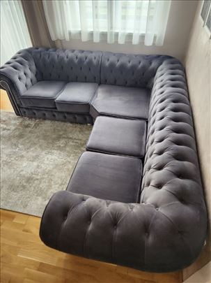 Ugaona garnitura 255x275x74cm Chesterfield VETERNI
