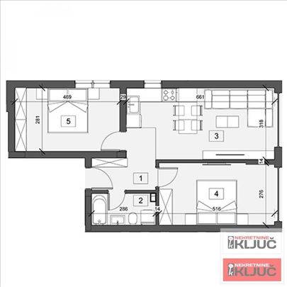 Adice, 56m2, Trosoban, Izgradnja