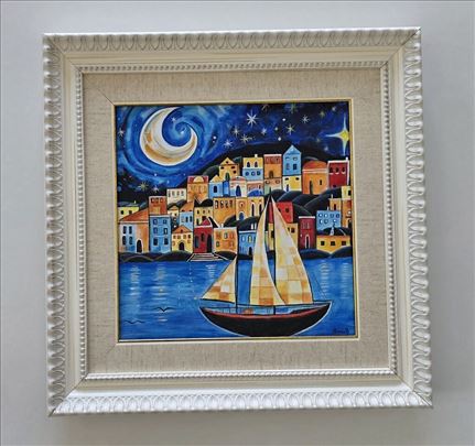 Meseceva straza, slika dva. Akril na platnu