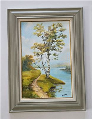 Ulje na platnu - Breza na obali