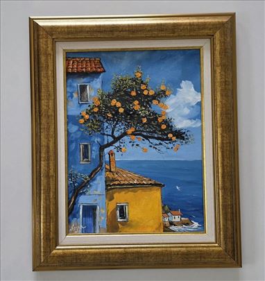 Ulje na platnu - Plavo more i pomorandze