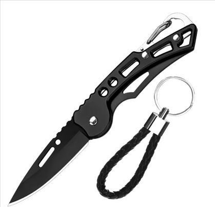 Sklopivi nož crni eloksirani čelik + privezak