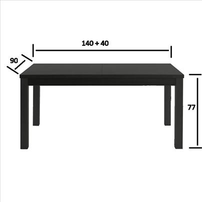 Sto na razvlačenje 140-180x90, crn, bukva