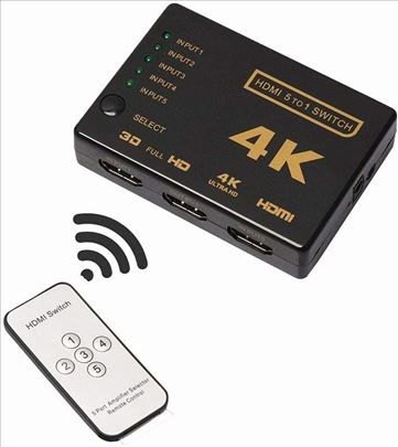 HDMI switch 5u1 daljinski HDMI na VGA adapter