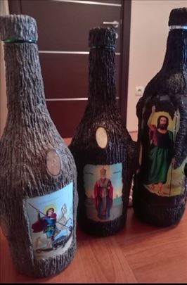 Slavske flase sa ikonama rucni rad