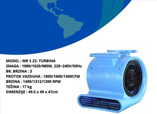 Turbine ventilatori za sušenje podova i zidova ind