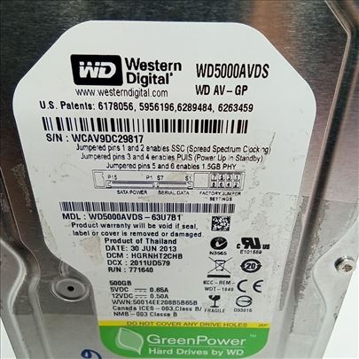 Western digital hard 500GB Garancija 12 meseci