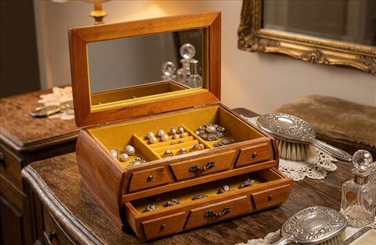 Stara drvena kutija za nakit