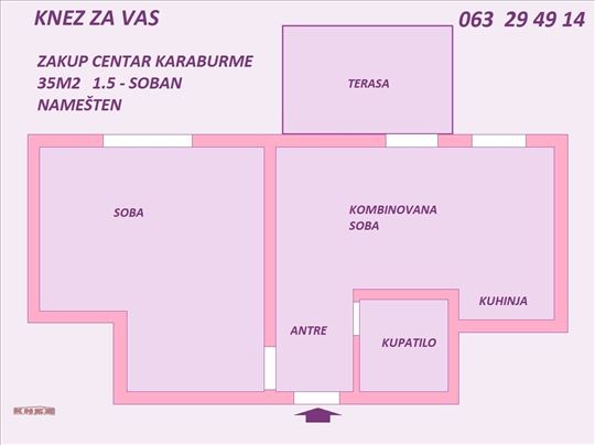 Karaburma 1,5, 35,ter,namešten, useljiv
