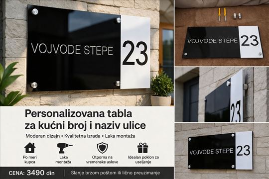 Personalizovana tabla za kućni broj i naziv ulice 