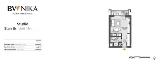 BW Nika, studio, 32.44m2, uskoro useljiv