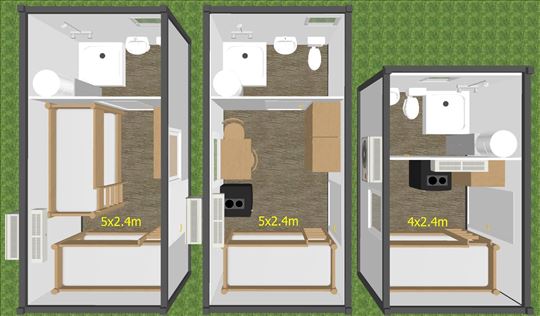 Kontejner radničk, dimenzije od 4x2 4m do 8x2.4m