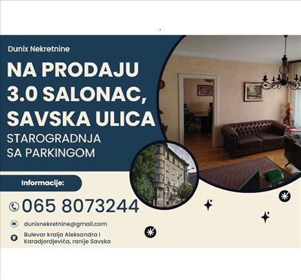 Salonski 3.0 stan u centru Beograda–RETKO U PONUDI