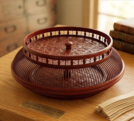 Dekorativna cinija mahagoni boja sa poklopcem