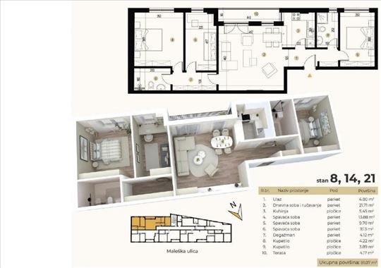 Četvorosoban penthouse u blizini Partizana ID#1048