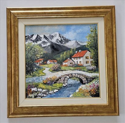 Ulje na platnu - Malo planinsko selo