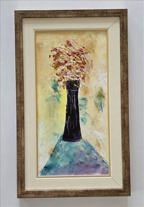 Ulje na platnu - Elegantna vaza sa cvecem