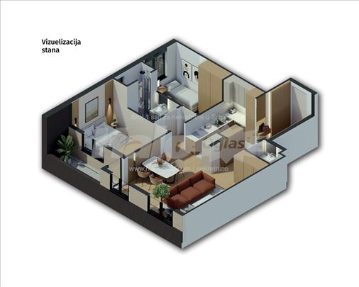 Lekino Brdo Dvoiposoban stan 61,77m² – Lekino brd